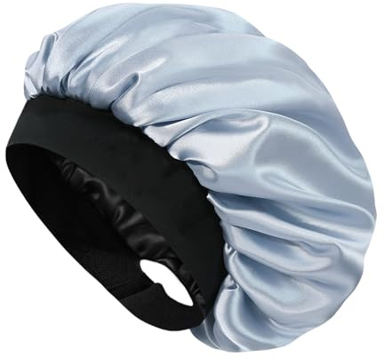 HAT HUT Schlafmütze aus Satin für Damen Herren, Seidenhaube Silk Bonnet Haarhaube, Verstellbares Breites Band, Doppellagig