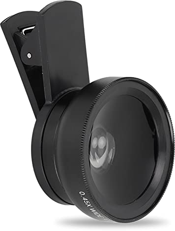 Objectif de Téléphone, Objectif Universel 2 en 1 pour Téléphone Portable HD Clip Universel Professionnel 0,45X Grand Angle 12,5X Objectif Macro pour 13, 12, 11, XS, XR, 8 7 6s Plus(Le Noir)