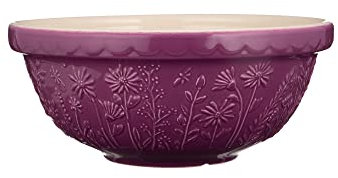 Mason Cash in The Meadow Size 18 Mixing Bowl 26cm | 2.7 Litre Floral Embossed Earthenware Bowl for Dough, Pastry & Cake Mixes | Dishwasher Safe
