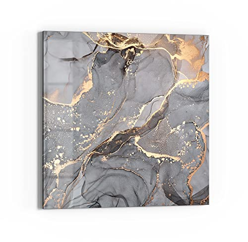 DEQORI Glas-Magnettafel | 50x50 cm groß | Motiv Elegantes Marmormuster | Memo-Board aus Glas | Magnetboard inkl. Magnete, Stift & Tuch für Küche & Büro | Tafel magnetisch & beschreibbar