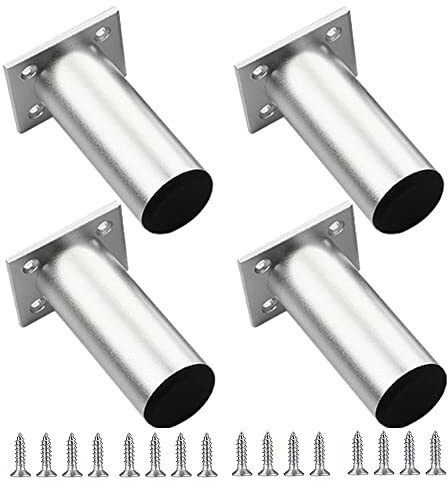 Wanfoou Pieds de Meuble, 4 Pièces Pied Cuisine Réglables, Pieds de Meubles Réglables, Hauteur Réglable est de 1 à 15 mm, Ronds Métal Acier Inoxydable Canapé Jambe Table Pieds (Argent)