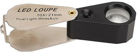 Alomejor 10-fache Taschenlupe, 2-in-1-handbeleuchtete Beleuchtete Lupe mit LED-Licht für Schmuck, Münzen, Uhren