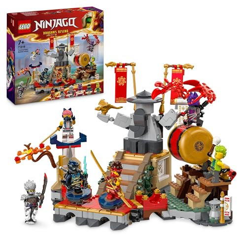LEGO NINJAGO Tournament Battle Arena Set, Ninja Adventure Toys for 7 Plus Year Old Boys & Girls, with 6 Minifigures including Characters Jay and Kai, Dragons Rising Birthday Gift for Kids 71818