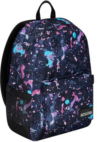 Seven Zaino Monoscomparto IschoolPack, Blu e Rosa, Con Pawer Bank integrato e Usb Plug, Tasca Porta Borraccia, Zaino Scuola e Viaggio, Bambini e Ragazzi.