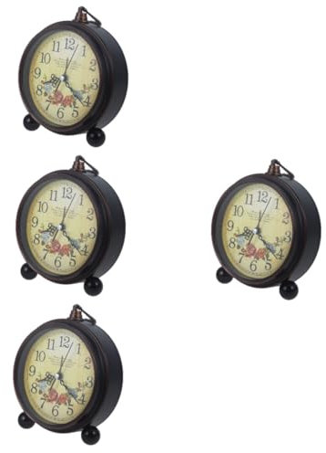 Garneck 4 Stück Retro Wecker Retro Uhr Vintage Uhren Für Tisch Uhr Für Schlafzimmer Tischdekoration Vintage Uhren Für Schreibtisch Wecker Schreibtischuhr Für Wohnzimmer