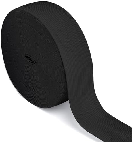 Qikaara Cinta de goma negra de 20 metros, para costura, 40 mm de ancho, cinta elástica para coser, goma elástica, para coser, cinta de goma elástica negra para costura, manualidades y ropa