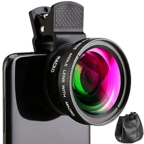 2 in 1 Universal Handy Objektiv Set, Objektiv Handy Linse Kit Lens Set, 0.45X Weitwinkelobjektiv und 12.5X Makroobjektiv, Cell Phone Camera Kamera Linse Kit für iOS und Android Smartphone, Tablets