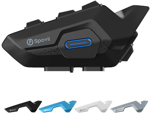 Spovii Intercom Moto Duo pour 2 Casques, Casque Moto H9 avec Système de Communication sans Fil, Bluetooth 5.1 avec Partage de Musique et Assistant Vocal (1 Pièce)