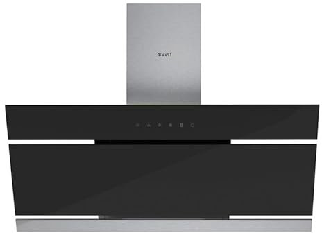 Svan Campana Extractora Inclinada 90cm Cristal negro SVCC1960N. Potencia 600m3/h, Tiro Doble, 3 Velocidades, Control Táctil, Filtro apto para Lavavajillas.