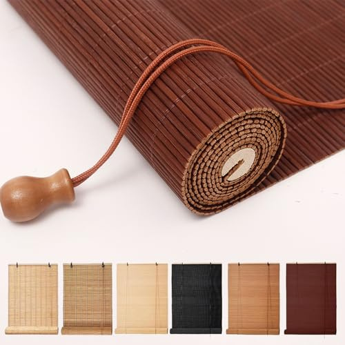 YUJIANHUAA Bambusrollo Retro Bambus Rollo,Bambus Raffrollos Fenster-Rollo,Sonnenschutz Sichtschutz Seitenzugrollo,Für Terrasse/Garten/Fenster/Tür,Breite×Höh (Chestnut,200cm x 220cm)