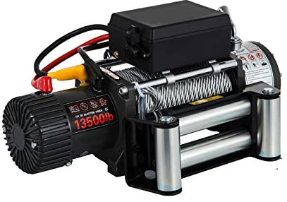 Verricello elettrico 12V Verricello da traino 6125kg con fune in acciaio da 24 m for hobbisti Verricello elettrico for camion(1500W)