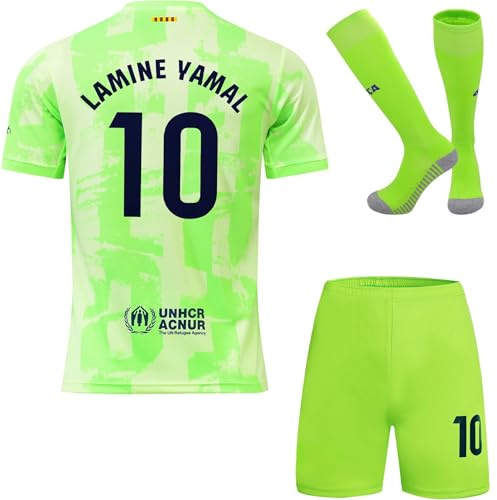 DMDMK Yamal #10 Grün Third Trikot Shorts und Socken Kinder und Jugend Größe