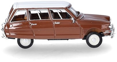Herpa Modellauto Citroen AMI 6 Break, Miniatur im Maßstab 1:87, Sammlerstück, Made in Germany, Modell aus Kunststoff, Farbe: braun/Dach weiß