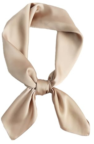 CCAIPU Bufanda de Seda para Mujer, Suave y Ligera Bufanda Color Sólido Seda Sentir Bandana de Satén Damas Bufanda de Seda para Mujeres-70x70cm (Caqui)