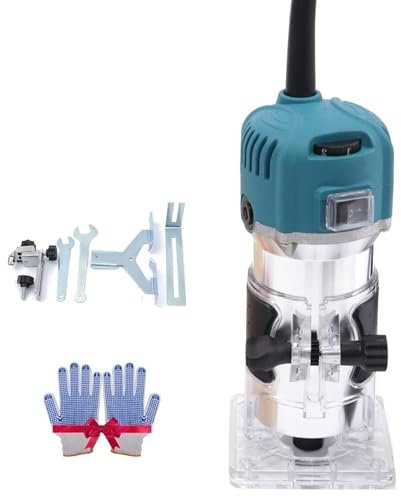 ANGDI Herramienta de fresado de Palma de Madera, Herramientas eléctricas de Corte para carpintería, fresadora compacta con 6 velocidades Variables, Recortadora de Madera de 30000 RPM