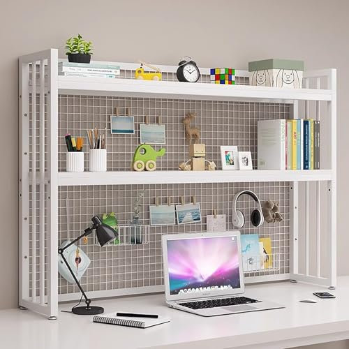2 Capas Estantería Pequeña De Sobremesa - Estantería Organizador De Escritorio, Librería Multifuncional De Sobremesa Para Ordenador, Estante De Exhibición Ajustable, Estantería De Sobremesa(White a,10