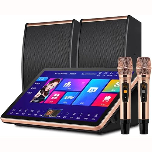 IYUESQ Sistema de Karaoke Profesional, máquina de Karaoke con Pantalla táctil capacitiva de 18,5 Pulgadas y 4 TB con micrófono inalámbrico y Altavoces, función de Amplificador de potenci