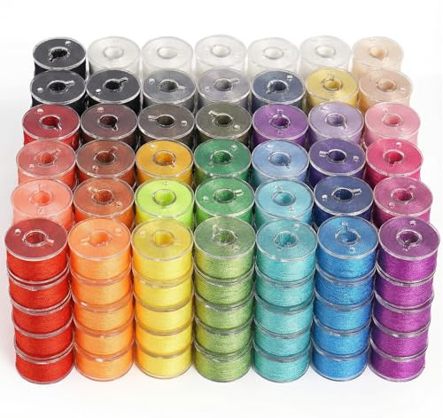 210 Stück Nähspulengarn, 36 Farben Vorgespultes Spulengarn | für Nähmaschine, Größe A Klasse 15 Spulen Polyestergarn, kompatibel mit Singer/Brother/Janome/Stickmaschine