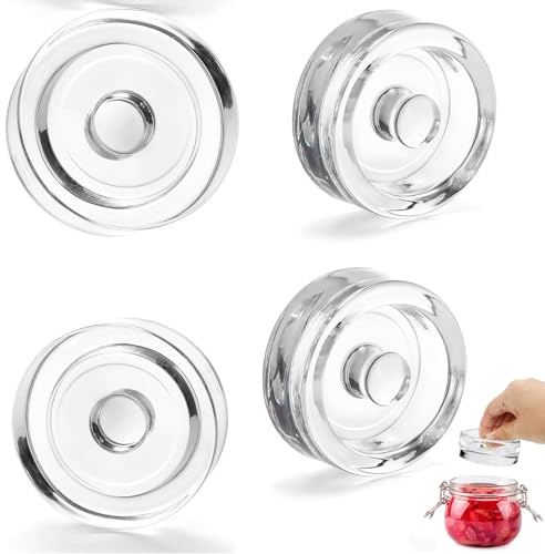 YUNXCNA fermenteringsvikter, 4 stycken fermenteringsglasvikter, gurkor konserveringsburkar vikt, glasvikter för fermentering Ø 6,87 cm, glasvikter för jäsning med bred öppning