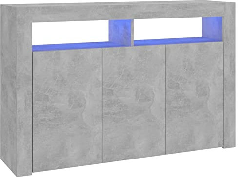 Modernes LED-beleuchtetes Sideboard, Buffet-Schrank für Schlafzimmer, Wohnzimmer und Küche, graues Finish, Innenmöbel, Aufbewahrungs-Organizer mit reichlich Platz, 115,5 x 30 x 75 cm