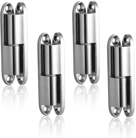 PHMING 4 Pezzi Cerniere per Ante Cucina, Cerniere per Porte in Legno Pesanti Rimovibile, Cerniera Porta Zinco, con Guarnizione, per Mobili, Camera da Letto (Argento)