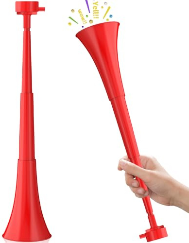Stadium Horn for 2026 World Cup, Vuvuzela Plastic Trumpet Collapsible Cheering Blow Horns Loud Soccer Noise makers for Sporting Events Football Games Carnival Fun Birthday Party Favors - 1PCS (Red)