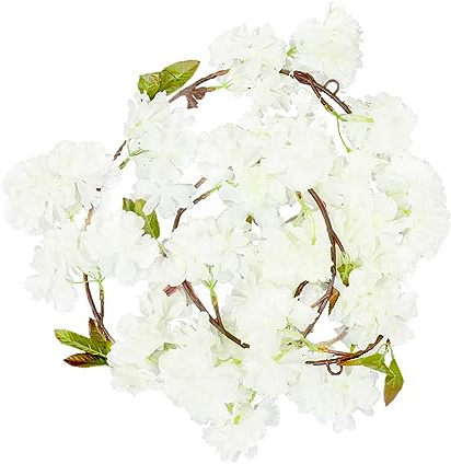 Ghirlanda di Fiori Finti 1 Pezzo in Plastico e Silk Cloth Bianco