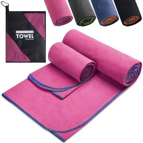 Elvior Asciugamano Palestra Uomo in Microfibra – 180x90cm + 100x50cm, Telo Doccia Grande E Telo Mare Microfibra, Ultra Assorbente, Compatto E Leggero, Ideale per Sauna, Fitness, Viaggi E Campeggio