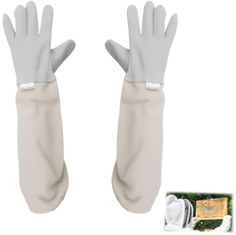 Guanti da Apicoltura in Pelle di Capra di Alta Qualità, Misura Grande, 50 cm con Maniche Ventilate, Gants Protettivi Per Apicoltori con Massima Flessibilità e Comfort,guanti da apicoltura in pelle