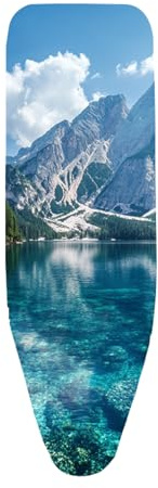 Copriasse da Stiro Montagna Blu Fodera Copri Ferro da Stiro Riflettente al Calore per Stiratura Rapida Mollettone Copertura Copri Asse da Stiro Universale Montaggio Facile 100x33cm