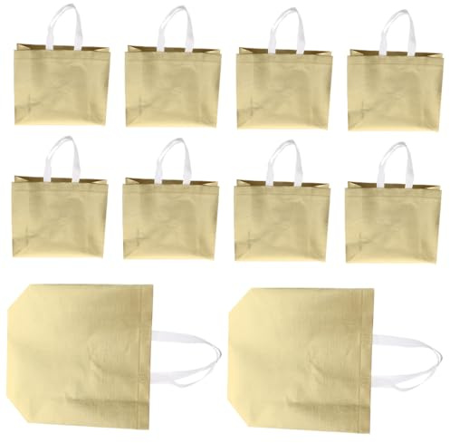 IMIKEYA 10 Stück Tragbare Strapazierfähige Stoff Handtaschen mit Goldprägung Faltbare Geschenk und Partytüten für Themen und Feiertagspartys
