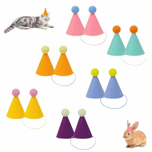 12 Pezzi Cappelli da Festa Mini Cappelli di Compleanno Cappello di Compleanno per Cani, Gatti, Conigli e Animali di Peluche