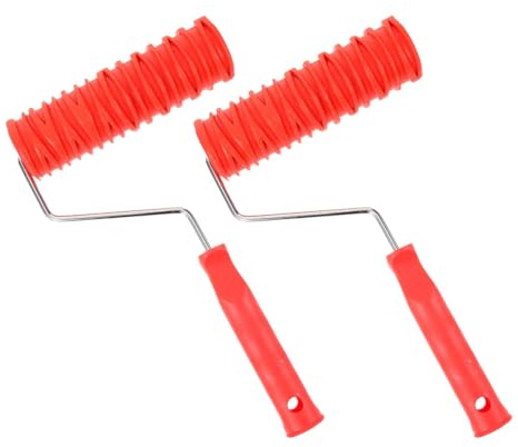 MAGICLULU 2 Stück Strukturfarbenroller 7 Zoll mit Gummimuster Ergonomischer Farbrolle für Wandgestaltung Langlebige Musterwalze für Rollputz und Wandfarbe