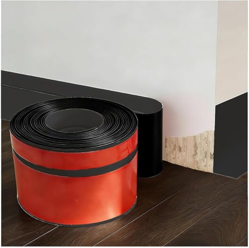 PVC Skirting Board Covers, Flexible Plastic Skirting Board Trim, PVC Self-Adhesive Wall Baseboard Cover, Baseboard Trim for Floor Wall Kitchen and Bathroom(Black 6.02m)