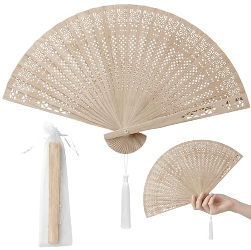 Handfächer Bambus 2PCS,Fächer Holz,Sandelholz Faltfächer,Vintage Fächer Holz Klein,Hochzeitsfächer,Handfächer Damen,Orientalischer Faltfächer,für Tanz,Hochzeit,Party,DIY Deko,Haus Dekorationen