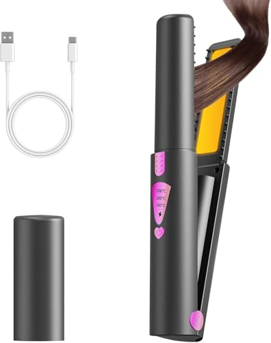 Journeyside Fer à Lisser Sans Fil, Lisseur Boucleur Cheveux, Mini Lisseur Rechargeable,3 Température 160-200°C, Chauffage Rapide, Lisseur Cheveux Ceramique et Ionique, pour Cheveux Courts et Mi-Longs