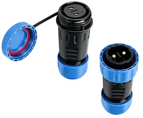 SEASJHBAY 2 connettori impermeabili IP68 a 2 poli, 50 A, connettore aeronautico LD24 a 2 pin, maschio e femmina, set di connettori per cavi da 12 V, 24 V, 500 V