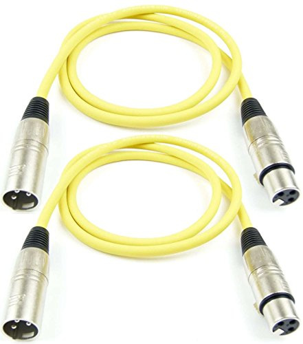 Adam Hall Cables 2 Stück K3MMF0100YEL Mikrofonkabel XLR female auf XLR male DMX Audio Kabel 3 pol polig (1,0 m, Gelb, 2)
