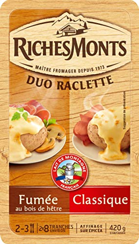 RICHES MONTS Fromage Raclette Tranchets Duo Nature-Fume 420 g