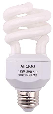 AIICIOO 5.0 15W UVB Lampe Terrarium UVB Compact Lampe für Reptil Schildkröte Eidechse Sukkulenten Förderung der D3-Synthese Hilfe Erhöhen Sie die Kalziumabsorption E27 220-240V