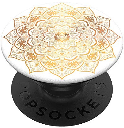 PopSockets PopGrip - Hopfällbar Stativ och Grepp för Smartphone och Surfplatta med en Swappable PopTop - Golden Silence