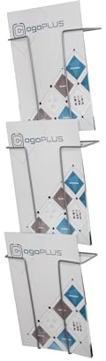 ogoPLUS 1 Stück 3 Fach Din A4 Metall Wandprospekthalter | Prospektständer Hochformat Flyer-Ständer Werbung, Wand-Aufsteller Büro Praxis