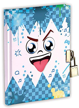 Secret Diary with Metal Lock and 2 Keys Size 14.5 x 18.64 cm White Equivalent to 128 Pg A Special Diary for Boys a Friend to Write Friendships Thoughts Loves, Blue Face