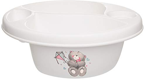 alles-meine.de GmbH Waschschüssel/Kinderwaschbecken - weiß Tiere - Teddybär - Teddy Bieco - 3 Kammern - Baby - Putzeimer - Windeln Wickelschüssel - Windel Babywindel - für ..