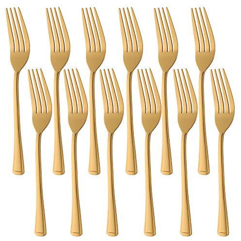 Buyer Star Forchette da 12 pezzi, set di forchette in acciaio inossidabile dorato per cucina domestica o ristorante