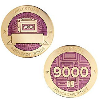 9000 Finds/Funde Coin + Tb !!gefunden Geocaching Milestone Geocoin and Tag Set