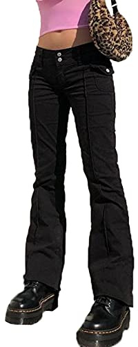 HBER Low Rise Flare Pants for Women Bell Bottom Black Bootcut Leggings Y2k