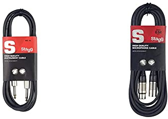 Stagg Sgc6Dl Cavo Pro-Dritto Deluxe Per Strumenti Musicali Da Jack 6,3 Mm A Jack 6,3 Mm, 6M, Nero & Cavo Di Alta Qualita Xlrf A Xlrm Plug Microphone, 6 M, Nero
