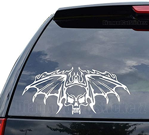 myrockshirt Totenkopf Skull mit Flügeln Drachen 30cm Aufkleber Autoaufkleber Sticker ohne Hintergrund Auto PKW Lack Scheibe