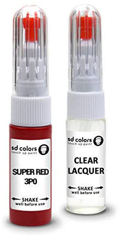 SD COLORS Super Red 3P0 Reparaturset, kompatibel mit Toyota New Ausbesserungsstift, 20 ML, Farbcode 3P0 Super Red (Lack + Lack)